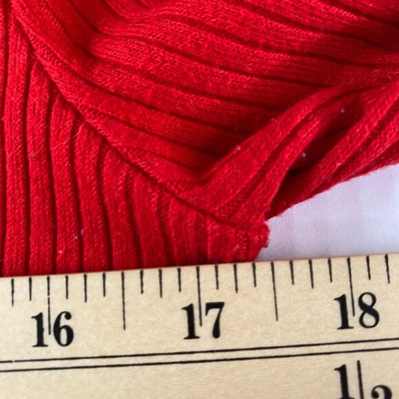 Forever 21 Red Ribbed Knit Button Down Midi Sheath Dress Size L Office Siren - Picture 7 of 9